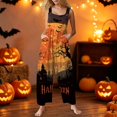 thumbnail image 2 of IYYVV Halloween Overalls Women Casual Loose Wide Leg Jumpsuits Summer Pumpkin Ghost Printed Baggy Rompers with Pockets Multicolor 2XL, 2 of 6