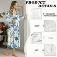 thumbnail image 6 of SEANATIVE Women's Sleepshirt Cozy Button Front Nightgown Soft Long Sleeve Indoor House Dress Full-Length Nightshirt Sleepwear for Bedroom Lounge, M, Flower Blue Cream White, 6 of 7