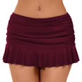 thumbnail image 1 of Falda de baño Halcurt para mujer con volantes fruncidos y bikini burdeos, 1 of 6