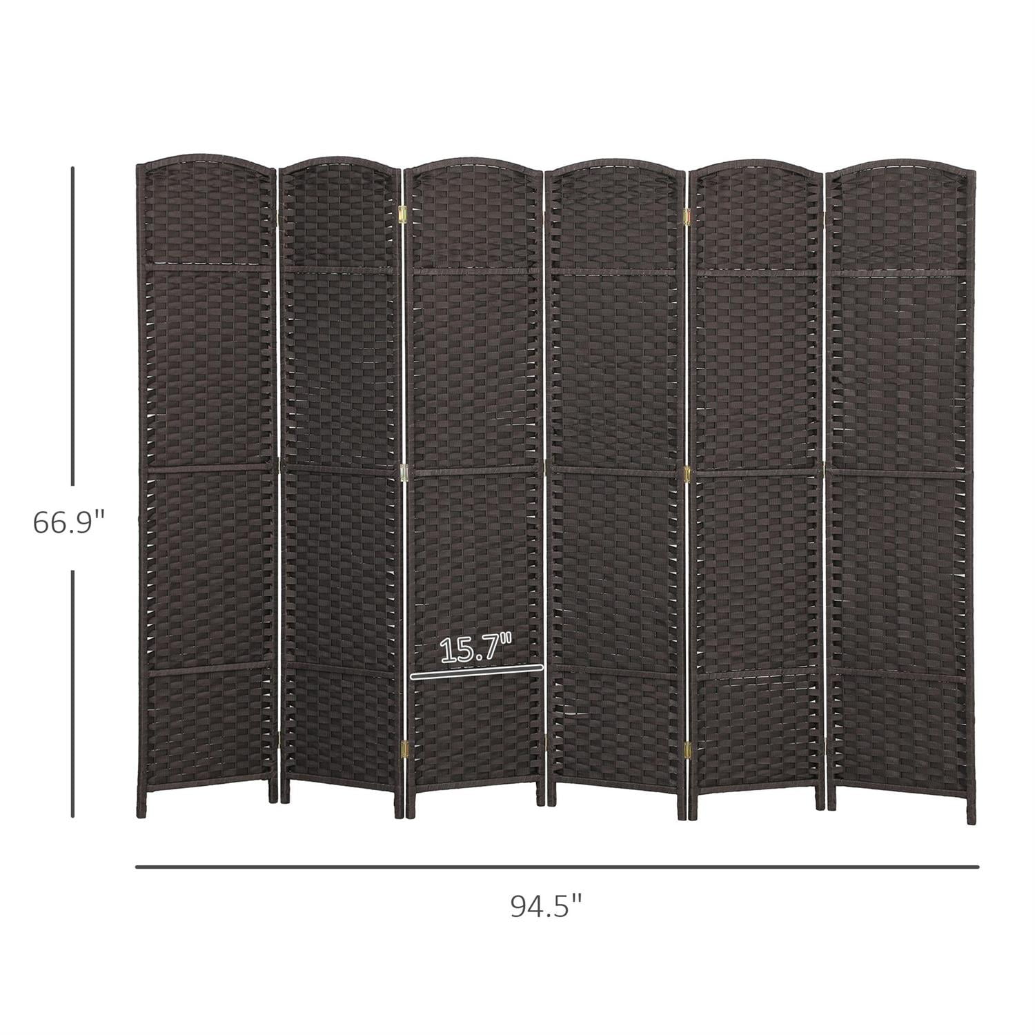 Demi Bonn 6-Panel Foldable Room Divider Screen with 5.6ft Tall Privacy Screen, Space Partition for Home Office, Freestanding Screen Wall, Brown