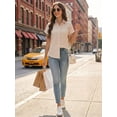 thumbnail image 6 of MOYIKO Short Sleeve Summer Tops for Women Casual Button Down Shirts Striped Business Work Blouses, 6 of 7