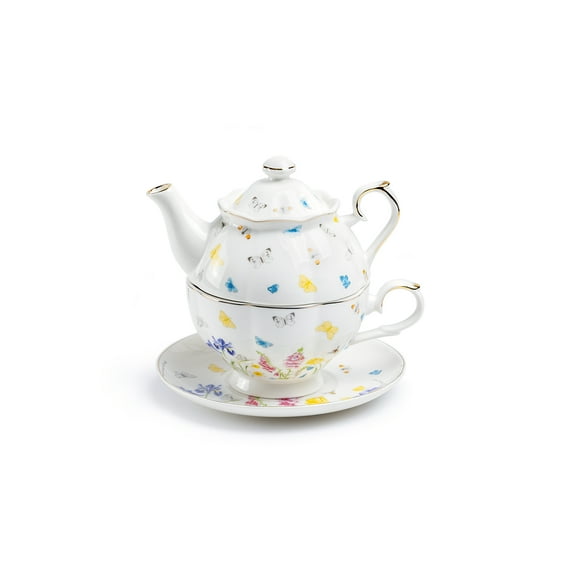 Grace Teaware Butterfly Garden Fine Porcelain Tea For One Set