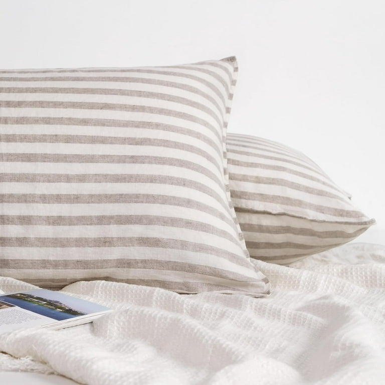 Linen Ruffled Pillow Cases, 100% French Natural Linen Pillowcase - Main Image