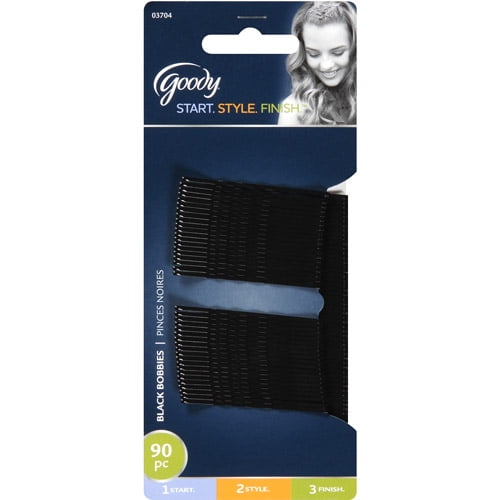 Goody Goody Bobby Pins Black Hair Pins Secure Hold 90 Ct