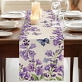 thumbnail image 3 of Table Runners 90 Inches Long Dress Scarves, Purple Flowers Farmhouse Coffee/Dining/Kitchen Table Runner for Living Room, Butterfly Spring Floral Rustic Farmhouse 13x90 Inch, 3 of 9