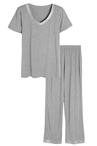 Latuza Womens V-Neck Sleepwear Short Sleeve Pajama Set 