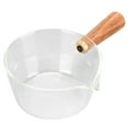 thumbnail image 1 of Glass Milk Pot with Wooden Handle V Shaped Spout Noodles Saucepan Home Kitchen Cookware Accessory400ml, 1 of 9