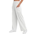 thumbnail image 4 of Womens Baggy Wide Leg Palazzo Pants Summer Casual Boho Smocked High Waist Lounge Trousers Beach Travel Vacation Pants 2XL, 4 of 5