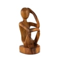thumbnail image 4 of 12" Wooden Abstract Hand Carved Wine Rack Bottle Holder "Thinking Man" Free Standing Thinker Handmade Wood Home Decor Accent Gift Bar Art Handcrafted, 4 of 6
