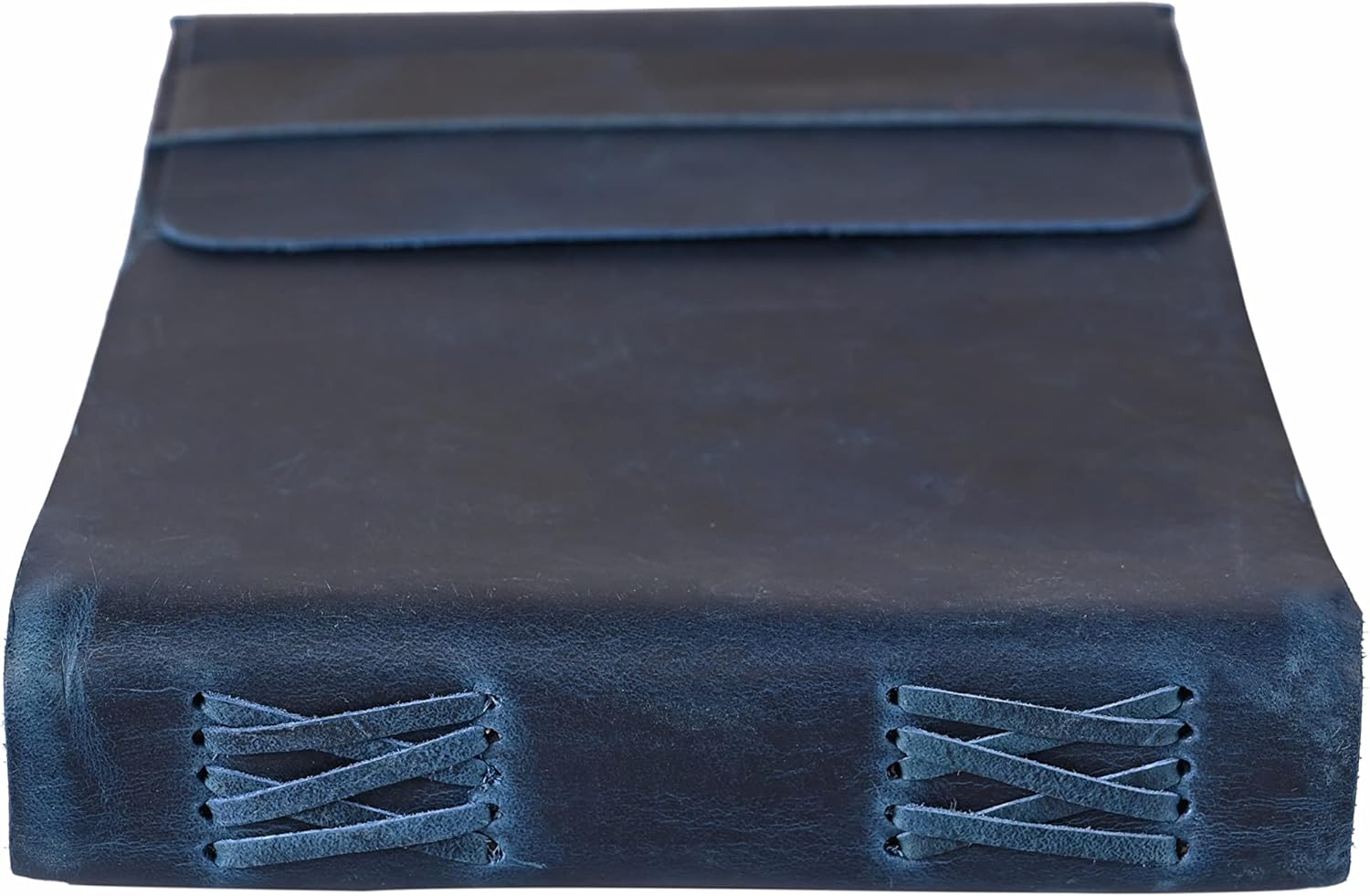 RusticVintage Leather Drawing Journal Daily Travel Diary, Antique Handmade Vintage Bound Rustic Writing Notebook, Genuine Leather- Quality Unlined/Blank Cream Paper, Art Sketchbook, 7x10 Inches-Blue