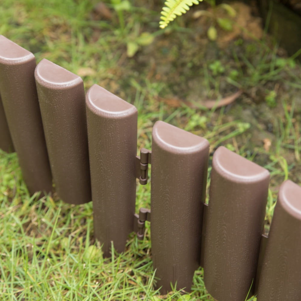 Gardenised QI004111.8 9.25 x 11 x 1 in. Decorative Interlocking Half Log Lawn Edging Garden Ornamental Fence Border, Brown - Pack of 8