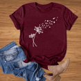 thumbnail image 4 of TSADFHJI Chandails en Molleton pour Femmes Coton Manches Courtes Mode Décontractée Impression Mots Col Rond Tee Tops Tunique Blouse L Rouge, 4 of 5