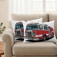 thumbnail image 2 of Red Fire Truck Outdoor Waterproof Pillow Covers, Funny Cute Car Decorative Rectangle Throw Pillowcase Sofa Cushion Sham for Patio/Couch/Chair, 20"x12" 2 Pack, 2 of 8