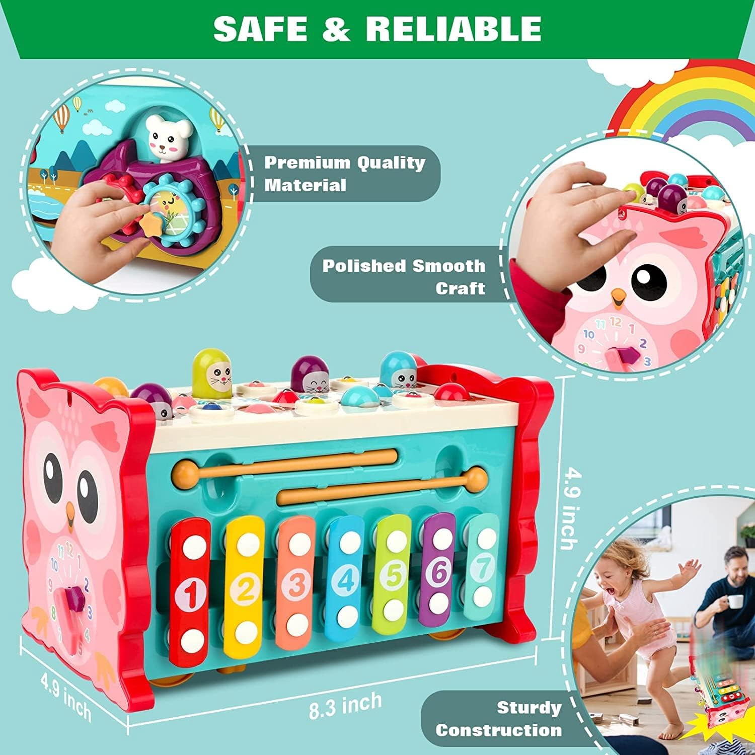 8 in 1 Montessori Learning Toys, Toddler Activity Cube Learning Toys for 1 2 3 Year Old Baby Sensory Developmental Toy, Fine Motor Skill Preschool Toddler Activities, Birthday Party Christmas Gifts