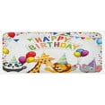 thumbnail image 1 of Birthday Kitchen Mat, Cartoon Style Safari Jungle Animals at a Party with Flags and Balloons Image, Plush Decorative Kitchen Mat with Non Slip Backing, 47" X 19", Multicolor, by Ambesonne, 1 of 1