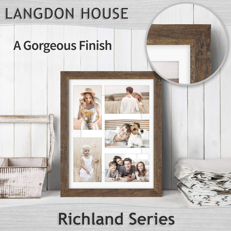 Langdon House 11x14 Rustic Brown Collage Frame W/ Mat for 5 - 4x6 Photos,  Contemporary Farmhouse Style, 1 Pack, Richland Collection (US Company) 