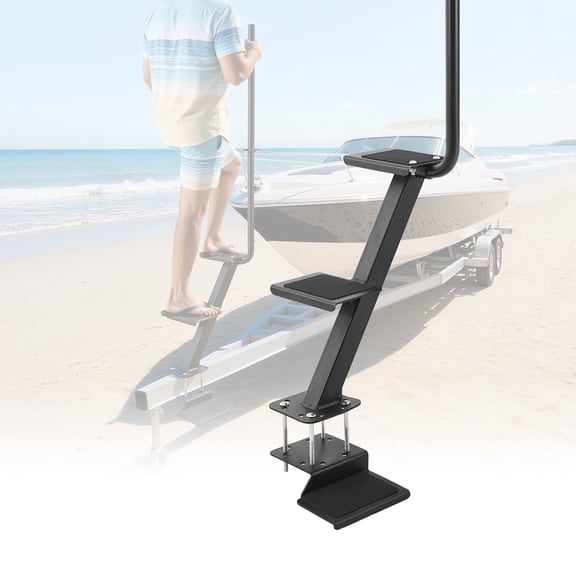 VEVOR Boat Trailer Steps, 3-Step, Heavy-Duty Boat Trailer Steps with Handle, Non-Slip Surface, 3 Mounting Angle Options, Carbon Steel Ladder Suitable for 3" x 3"/3" x 5"/4" x 4" Frame,Bottom Mounting