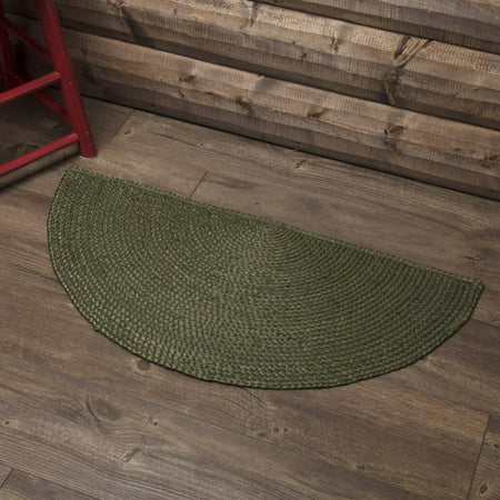 Circle Entry Rug Cypress Green Farmhouse Rustic & Lodge Flooring braided Jute Solid Color Half Circle Accent Entry Door Mat Rug ()
