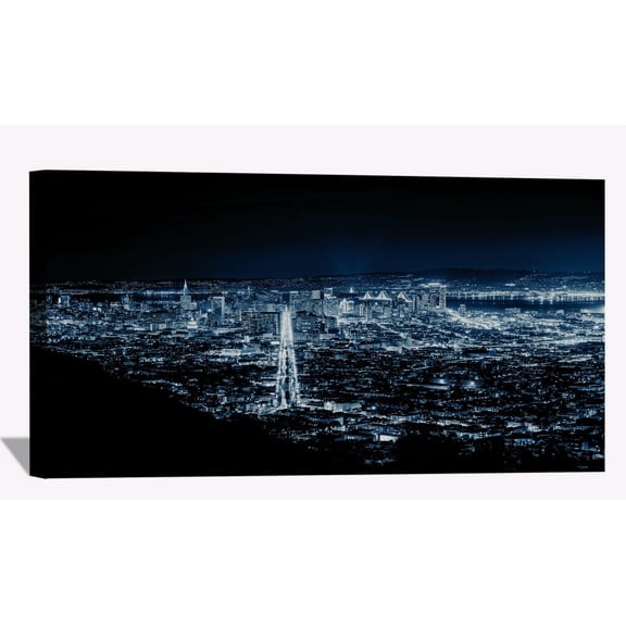 San Francisco Black And White Wall Art City Skyline Picture Canvas Art Downtown Night Framed Painting Wall Decor For Home Office Bedroom Livingroom Ready to Hang