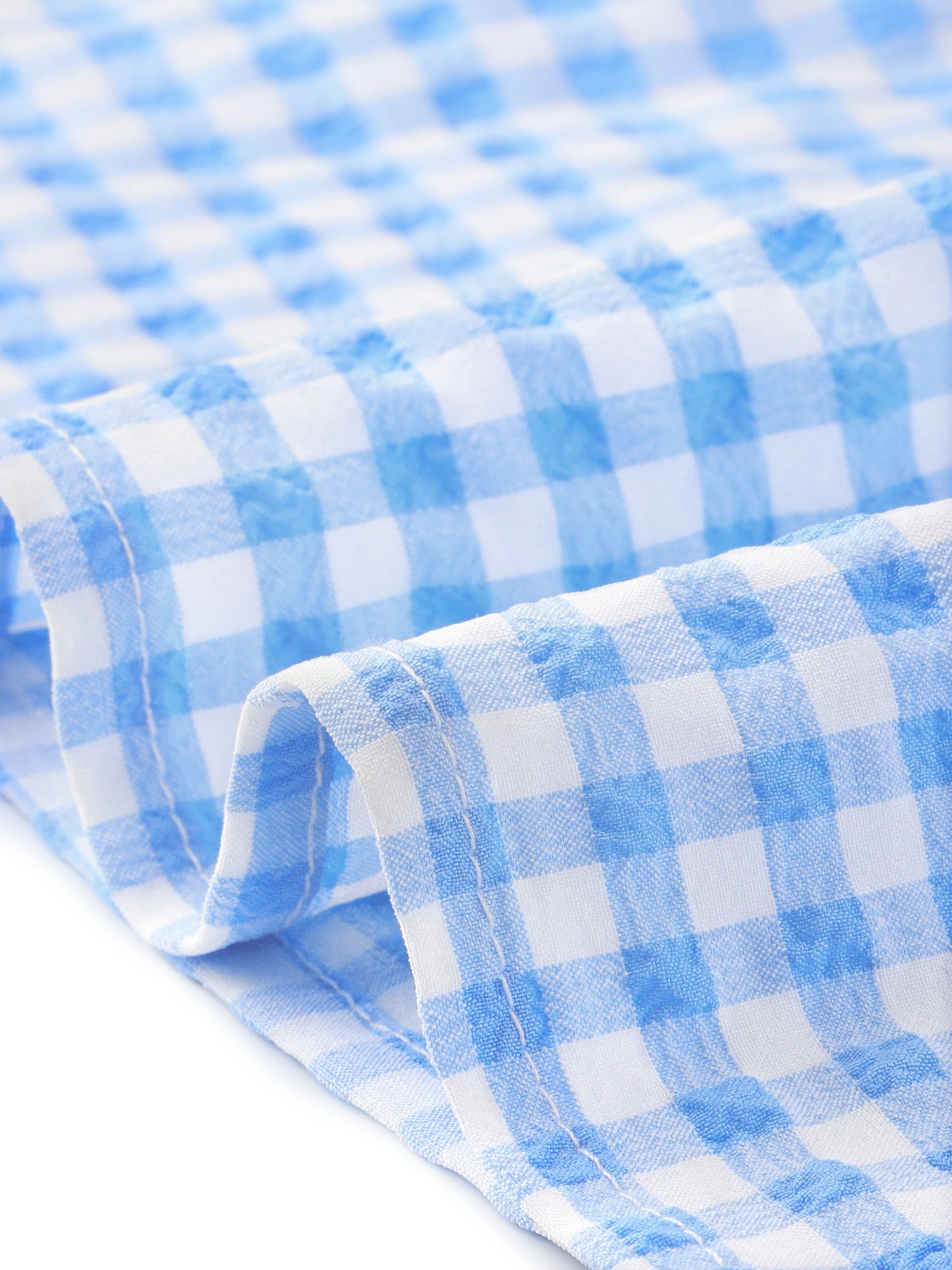 DARING DIVA Women's Gingham Summer Ruffle Trim V Neck Button Decor Dresses XS Blue