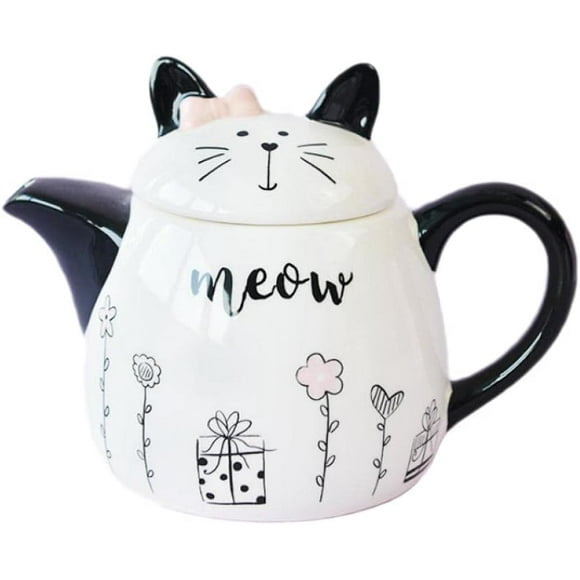 Ceramic cat teapot, 18 oz teapot, flower teapot