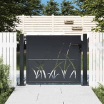 vidaXL Garden Gate Anthracite 39.4x29.5" Steel Grass Design