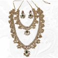 thumbnail image 3 of South Indian Bollywood Guttapusalu Bridal Necklace Combo Set – Gold-Plated Short & Long Haram with White, Ruby & Green CZ Kemp Stones, Pearls & Earrings., 3 of 5