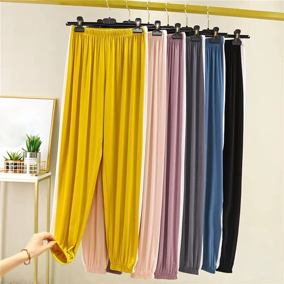 YYDGH Women's Home Pajamas Pants Elastic Waist Cuffed Hem Soft Lounge Pants Casual Loose Fit Sleep Pajama Bottoms with Pockets Daily Wear