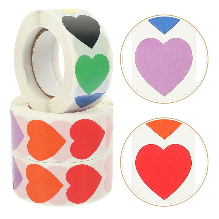 3 Rolls Blank Heart Stickers Gift Sealing Sticker Heart Sticker Roll Heart Label Stickers