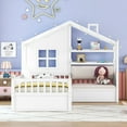 thumbnail image 2 of Royard Oaktree Twin Size House Bed with Sofa Bench, House Platform Bed Frame with Drawers and Shelves, 2 of 7