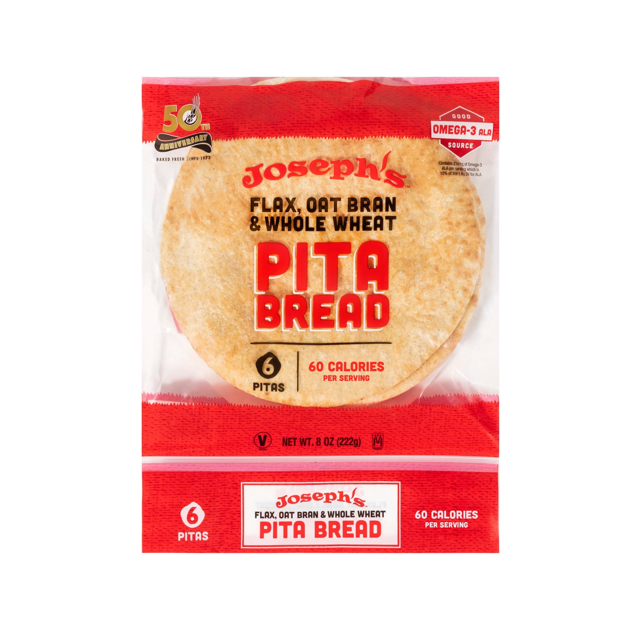 Joseph’s Low Net Carb Flax Pita Bread, 1 Pack, 6 Count