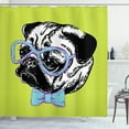 thumbnail image 1 of Ambesonne Pug Shower Curtain, Pug with a Bow Tie, 69"Wx75"L, Apple Green Pale Blue, 1 of 3