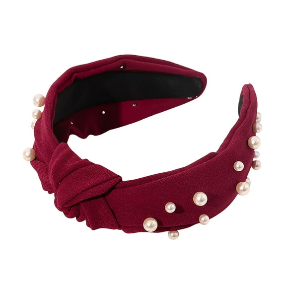 Uooqdmx Headbands for Women, Pearl Headband, Jeweled Headbands for Women, Women Hair Accessories Ladies Girls Headwear, Knotted Headband for Women, A One Size