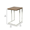 thumbnail image 5 of Zen 23 Inch Side Table, Rectangular Tray Top, C Shape Chrome, Walnut Brown, 5 of 5