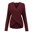 thumbnail image 3 of Top de otoño invierno Gibobby para Mujer camiseta de Manga larga con cuello en V suéter elegante Sexy rojo L, 3 of 4