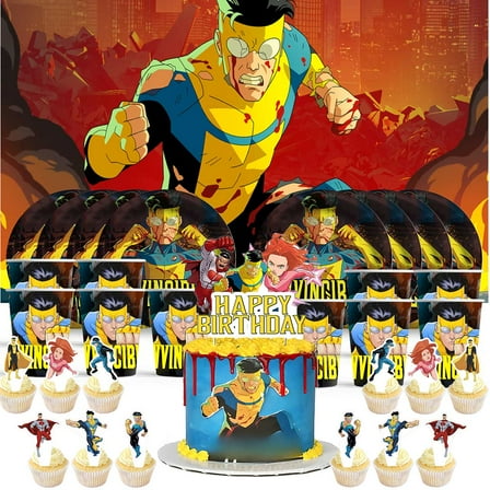 Invincible Birthday Cups Party Supplies Decor Backdrop Paper Plates Fans Decorations Banner