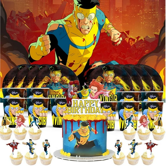 Invincible Birthday Cups Party Supplies Decor Backdrop Paper Plates Fans Decorations Banner