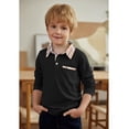thumbnail image 4 of Arshiner Boys Fall Polo Shirts Long Sleeves Color Block Half Button Polo Shirts with Pocket, 4 of 6