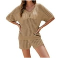 thumbnail image 2 of Pitauce Womens 2 Piece Bikini Cover Up - Crochet Hollow Tops with Shorts Beach Cover Up Summer Knit V-Neck Shirts Swimsuit Outfits, 2 of 8