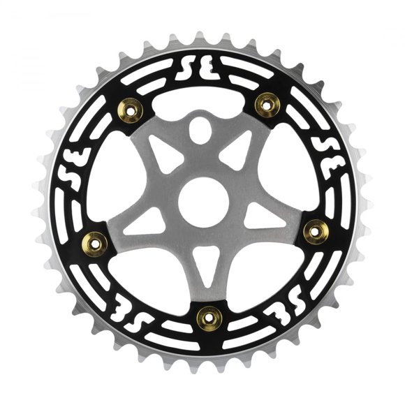 SE BIKES One Piece Alloy Chainring & Spider - 39T 1/8 - Black/Silver - P107-39T + AP13