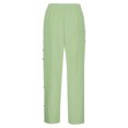 thumbnail image 5 of 2025 Women's Casual Pants Women's Solid Color Elastic Pants Women Casual Short Waist Loose Side Button Linen Pants for Women Casual Decoration Versatile Nine Point Women's Casual Pants Casual, 5 of 5