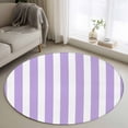 thumbnail image 2 of Purple Striped Large Area Rugs for Bedroom Living Room, Soft Non Slip Carpet Bedside Rug, Modern Farmhouse Purple White Stripes Round Floor Cover Kitchen Accent Rug 3' for Dining Room/Office, 2 of 9