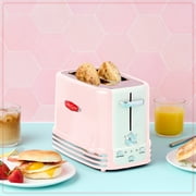 Nostalgia Retro 2 Slice Toaster, Vintage Toaster Oven for Bagels and Thick Bread, Pink