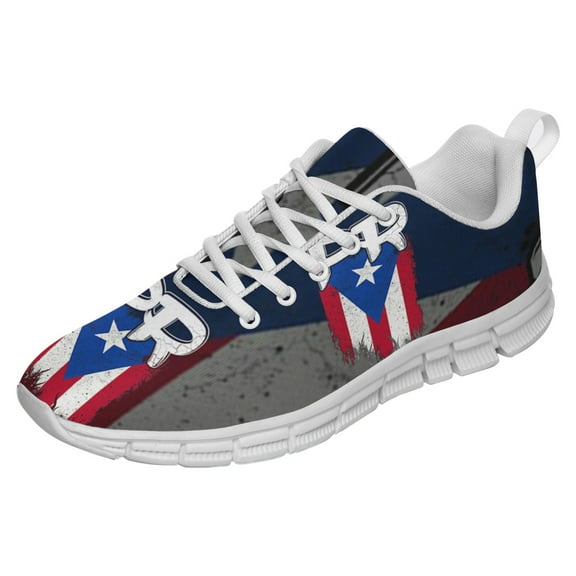 Puerto Rico Shoes Men Women Running Tennis Shoes Breathable Casual Puerto Rico Flag Sneakers White Size 3.5