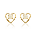 thumbnail image 5 of 14K Solid Yellow Gold 3mm Opal Heart Stud Earrings October Birthstone Jewelry, 5 of 10