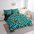 thumbnail image 3 of Castle Fairy Boys Girls Leopard Print Bedding Comforter Set,Blue Orange Full Bedding Set, 3 of 8