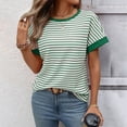 thumbnail image 5 of Women's Going Out Striped Knit T Shirt Short Sleeve Round Neck Casual Stretchy Everyday Spring Top, 5 of 9