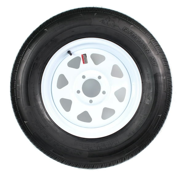 eCustomrim Radial Trailer Tire Rim ST205/75R15 Load C 15x5 5-5 White Spoke 6 Yr Warranty