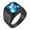 Black Light Blue, variant on Men's Stainless Steel Black Plated Ring with Square Black Gem Stone Size 6