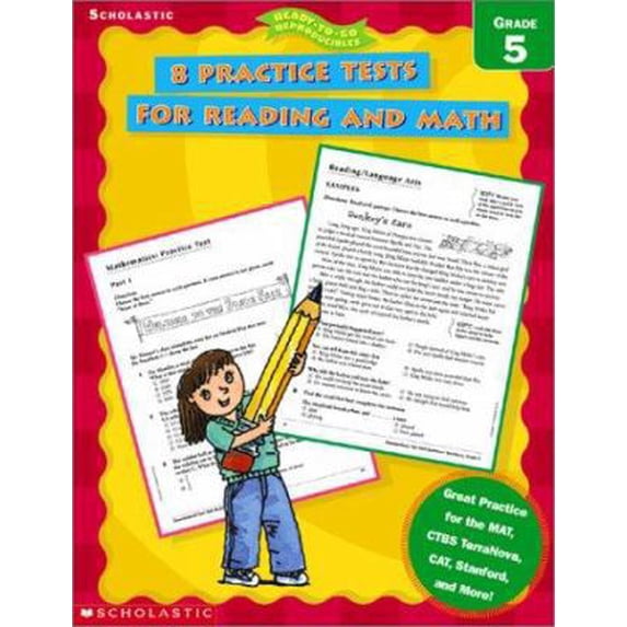 Pre-Owned 8 Practice Tests for Reading and Math: Grade 5 (Paperback) 0439338204 9780439338202